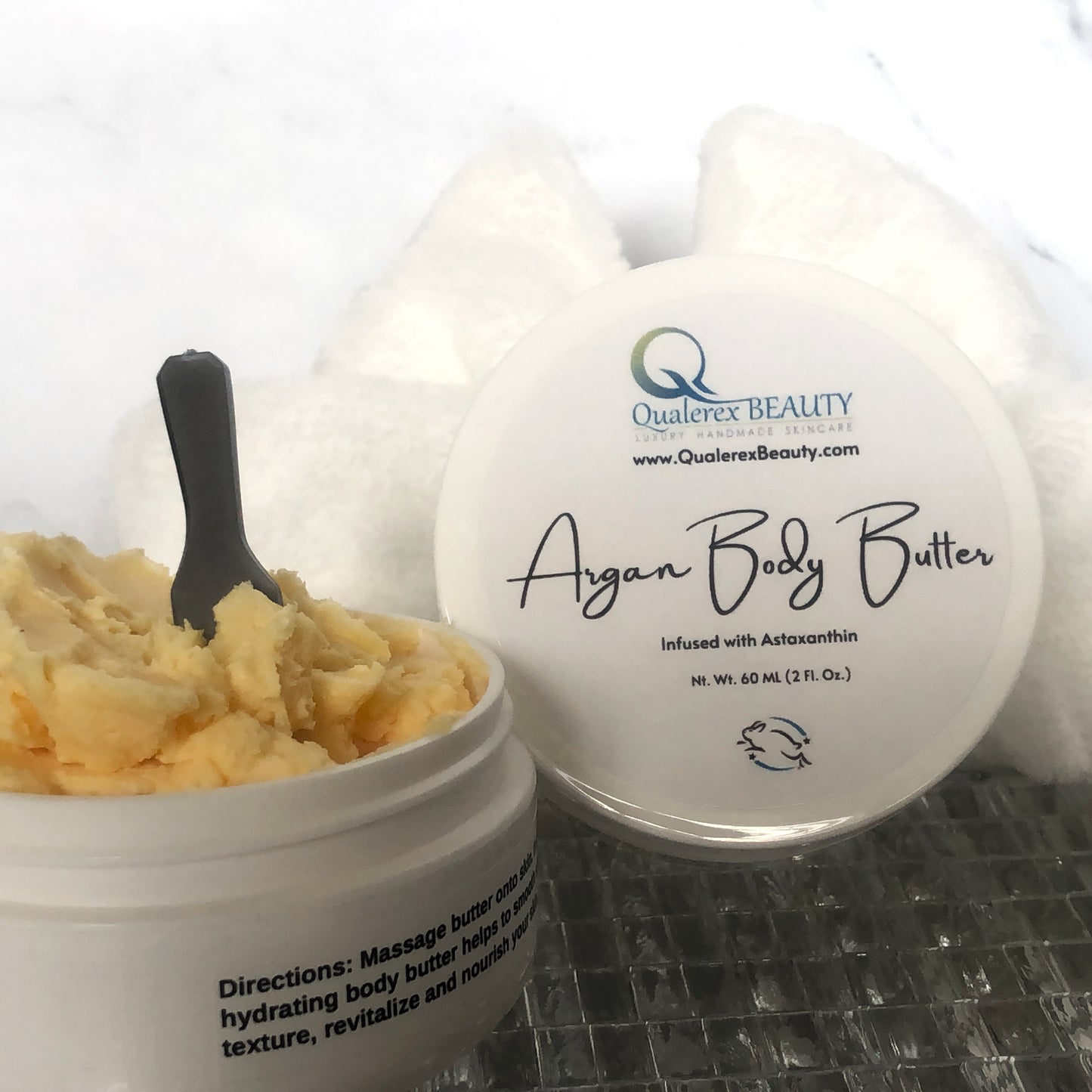 Argan Whipped Body Butter w/ Organic Oil, Butter & Astaxanthin • Non-Greasy Silky Luxurious Finish